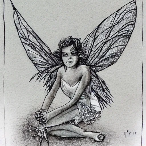 Image similar to pen and ink with wash over metalpoint on paper tooth fairy