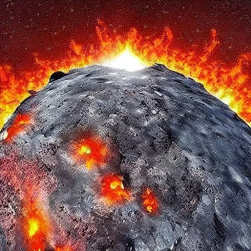 Image similar to Meteor collides with earth, total destruction, cinematic, dramatic, fire, lava, explosions, epic, crazy