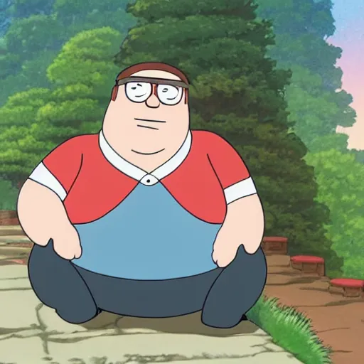 Prompt: Peter Griffin in the style of Studio Ghibli