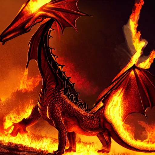 Prompt: Fire breathing dragon burning down cities