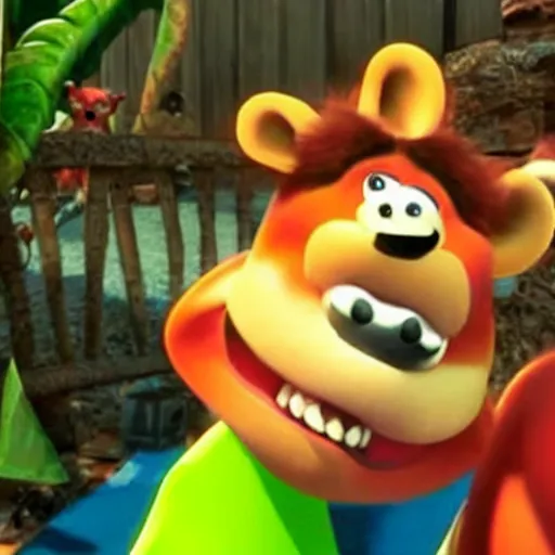 Prompt: a still of from the movie raising arizona crossover with the game banjo - kazooie