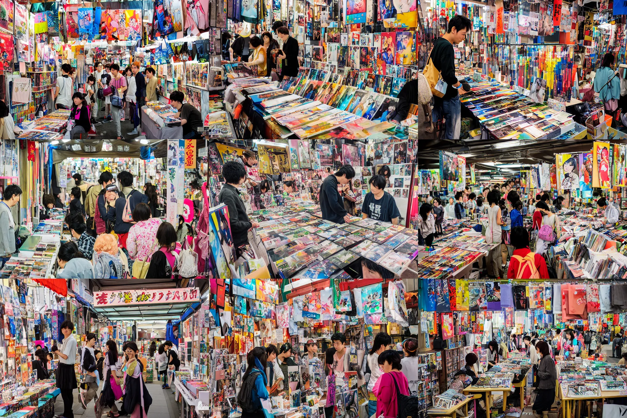 Prompt: color photograph portrait, comic market in japan,