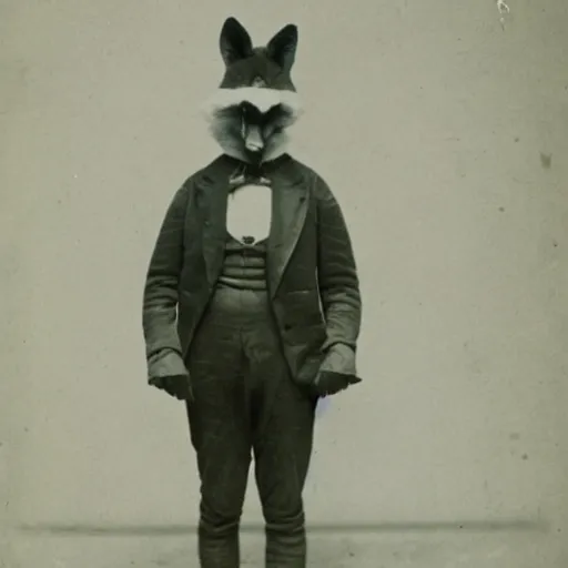 Image similar to a photograph of a half - man half - fox bandit from the 1 8 9 0 s