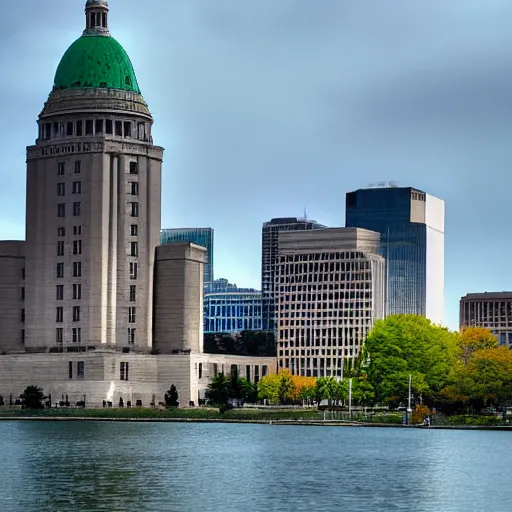 Image similar to madison wisconsin capital being attacked by huge green godzilla ( 1 9 8 9 ) eos 5 ds r, iso 1 0 0, f / 8, 1 / 1 2 5, 8 4 mm, postprocessed, bokeh )