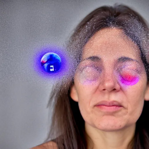 Image similar to portrait photo of woman with vortex marbles instead of eyes