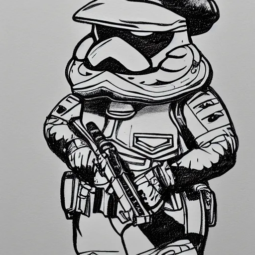 Prompt: a oneline drawing with extreme detail of a Koopa Trooper