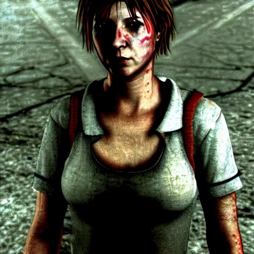 Image similar to heather mason in silent hill 3, 8 k, realistic,