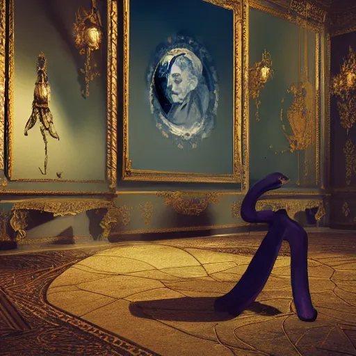 Image similar to Rothschild illuminati royal ball, Salvador Dali painting, octane render, cinematic still