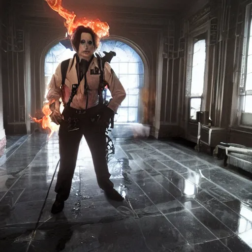 Prompt: stunning awe inspiring johnny depp as a ghostbuster, movie still 8 k hdr atmospheric lighting
