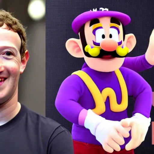 Prompt: Mark Zuckerberg as Waluigi