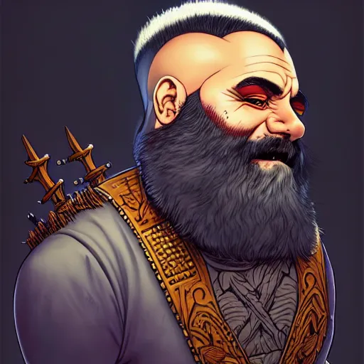 portrait painting of a punk dwarven bard with a grey | Stable Diffusion ...