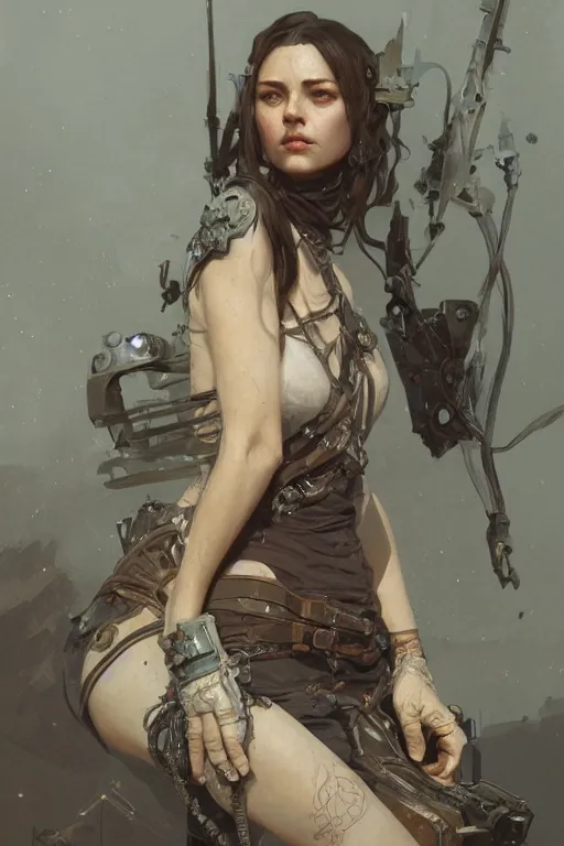 Image similar to A full portrait of a beautiful post apocalyptic inquisitor, intricate, elegant, highly detailed, digital painting, artstation, concept art, smooth, sharp focus, illustration, art by Krenz Cushart and Artem Demura and alphonse mucha