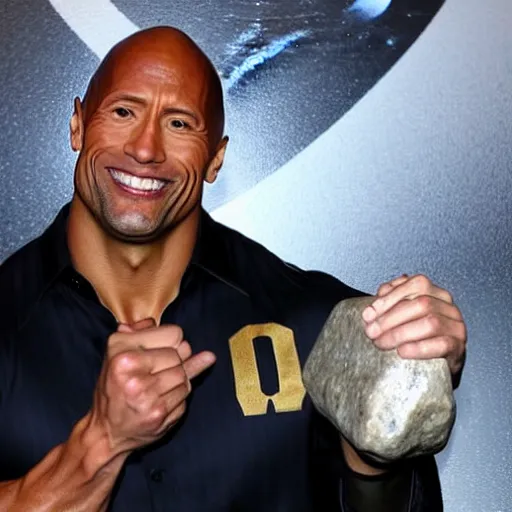 Image similar to dwayne johnson holding a rock