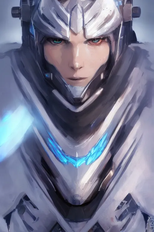 Image similar to concept art, anime portrait of a ninja cyborg wearing an azure wolf themed armor by Stanley Artgerm Lau, WLOP, Rossdraws, James Jean, Andrei Riabovitchev, Marc Simonetti, and Sakimichan, trending on artstation