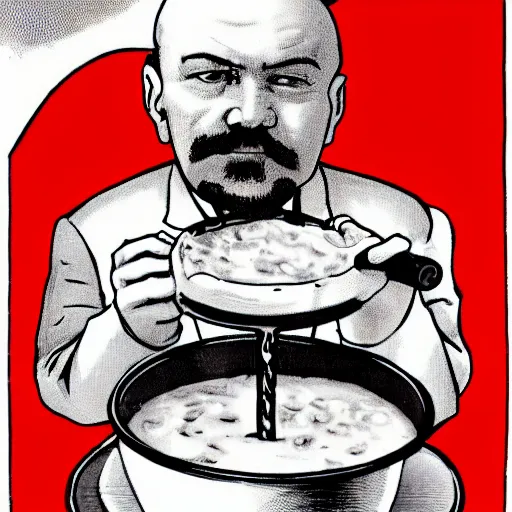 Image similar to lenin eats milkshake