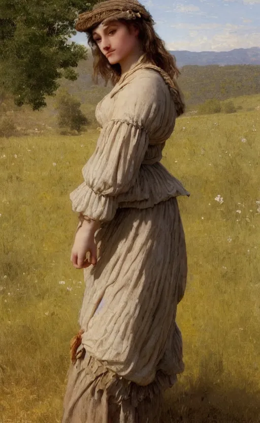 Prompt: portrait en buste of annasophia robb in a pastoral field, traditional corsican, intricate, highly detailed, artstation, illustration, jurgens, rutkowski, bouguereau