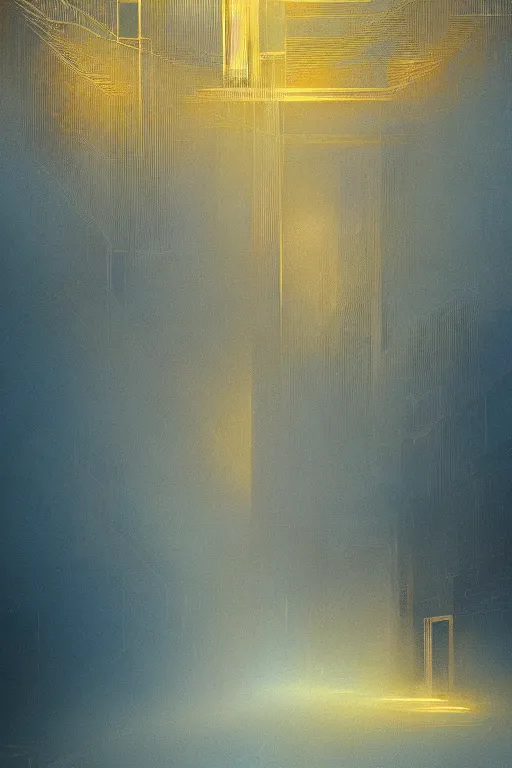 Image similar to art deco abstrct patterns, blue and gold, 8 k, powerfull, intricate, elegant, volumetric lighting, digital painting, highly detailed, artstation, sharp focus, illustration, concept art, ruan jia, steve mccurry, beksinski