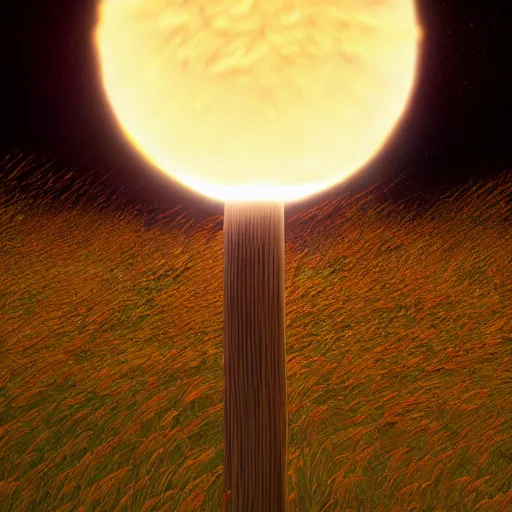 Prompt: enoki growing out of the sun, ultra detailed, 8 k, trending on artstation, award - winning art,