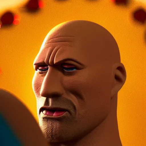 Prompt: Claymation art of Dwayne The Rock Johnson, 100mm, candle lighting, detailed, bokeh, depth of field