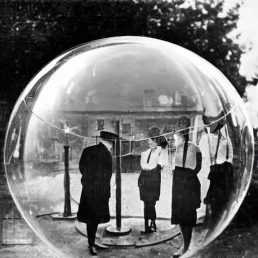 Image similar to 1 9 2 9 bankers, dreaming in a bubble about the future