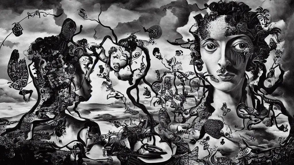 Image similar to the newest masterpiece of salvador dali inspired by dan hillier, it is called ; world of redemption