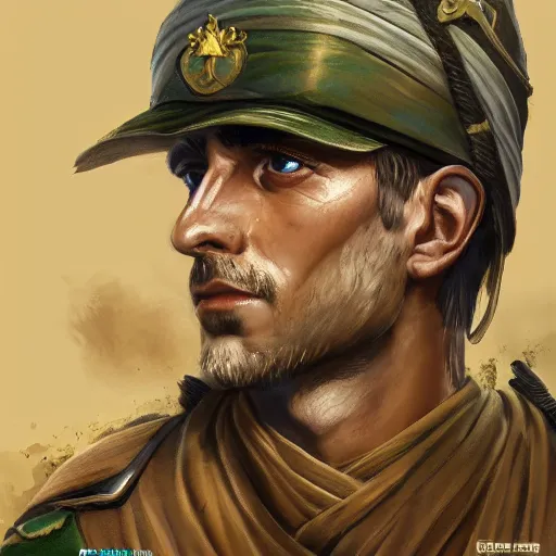 Image similar to ! kurdish! legionnaire soldier, highly detailed, digital painting, artstation, award winning art, sharp focus, incredibly strong and tall