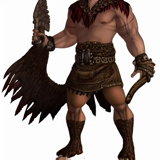 Prompt: muscular buzzard man fantasy character art