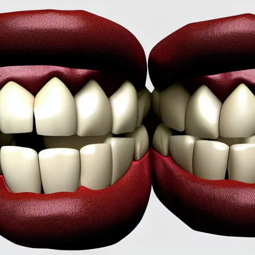 Image similar to poorly rendered 3 d set of teeth