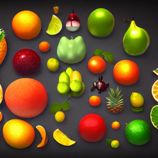 Image similar to fruits multiverse, octane render, unreal render, hyperrealistic textures