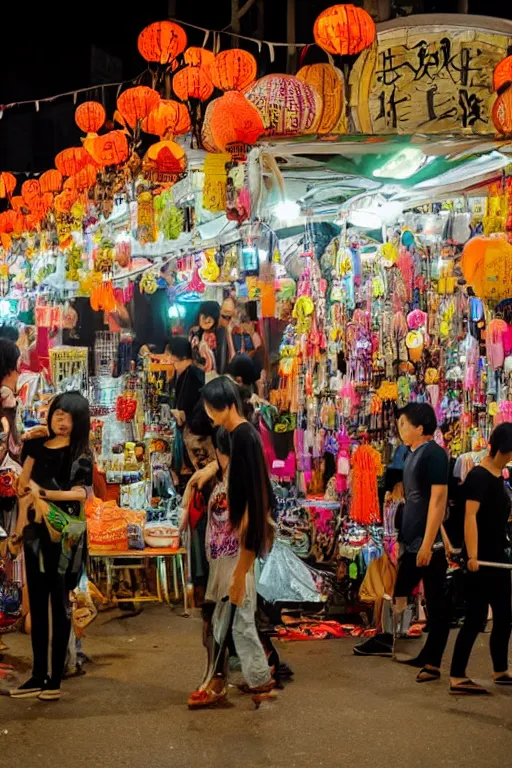 Prompt: hundred ghosts night market hundred ghosts night walk