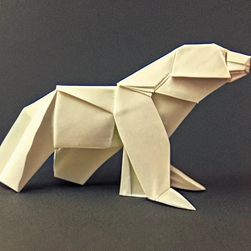 Image similar to polarbear made of origami, diorama