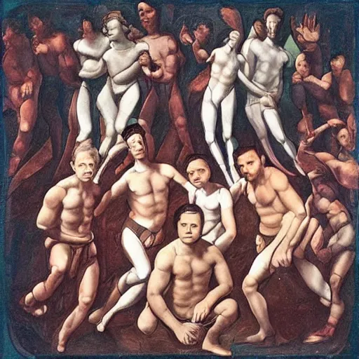 Prompt: “The cast of Star Trek posing for a group photo in the style of michelangelo”