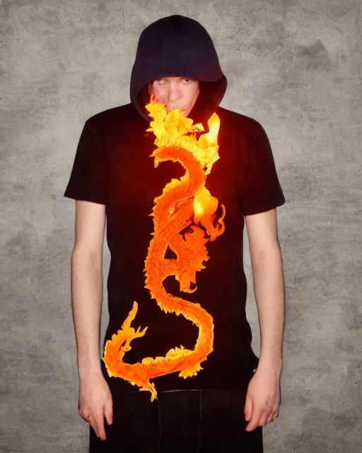 Image similar to squidward wearing fire nation clothing and practicing firebending