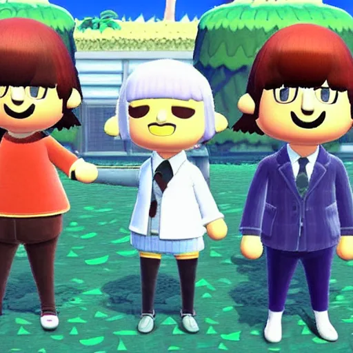Image similar to the beatles in animal crossing