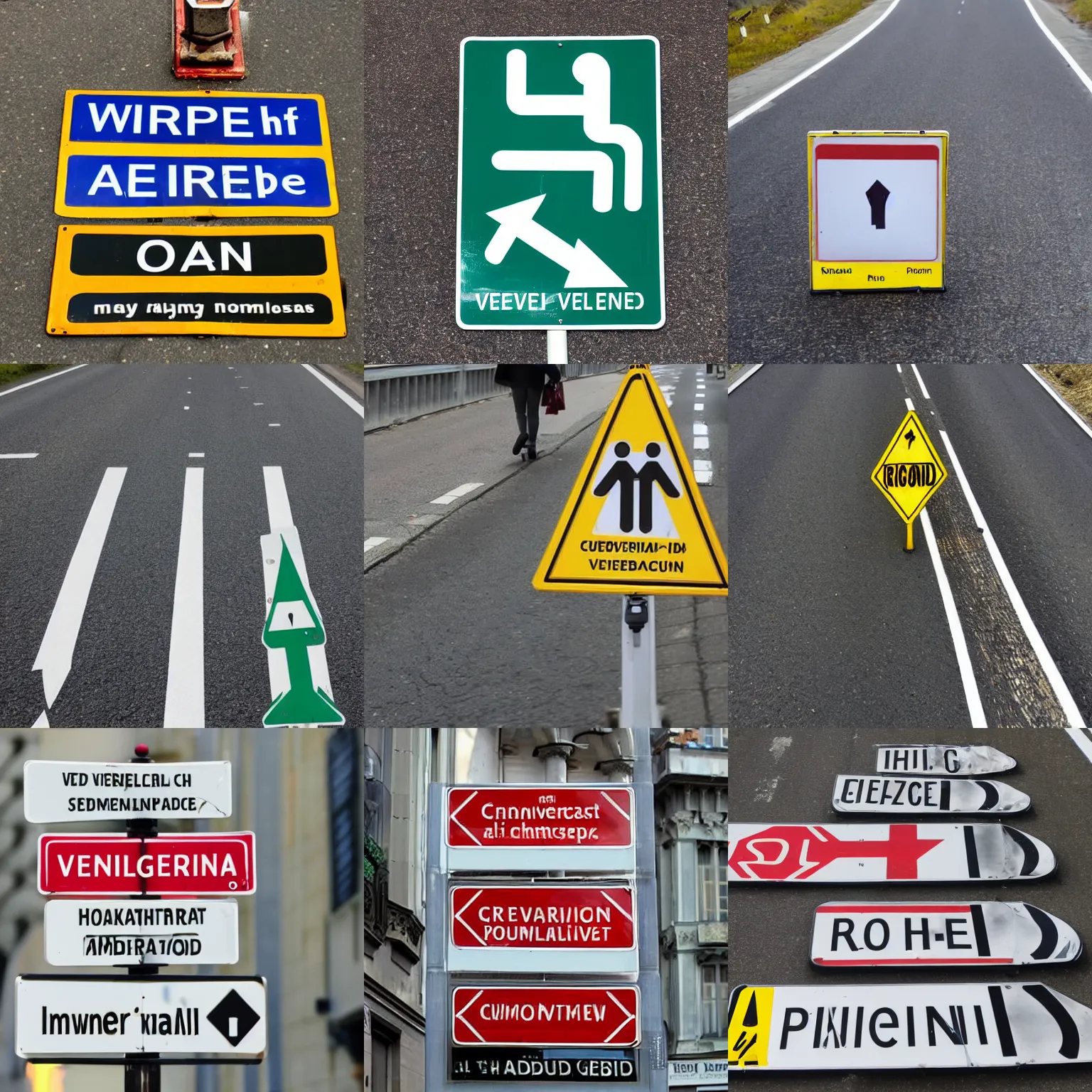 Prompt: vienna convention compliant road signage