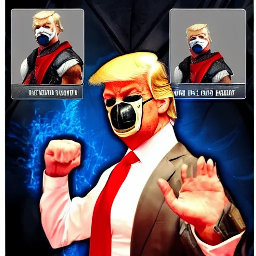 Prompt: donald trump as mortal kombat character,