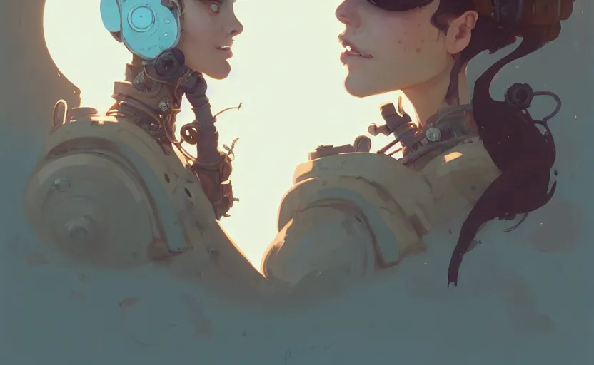 Prompt: portrait of female steampunk princess by atey ghailan, by greg rutkowski, by simon stalenhag, by greg tocchini, by james gilleard, by joe fenton, by kaethe butcher dynamic lighting, gradient light blue, brown, blonde cream and white color scheme, grunge aesthetic