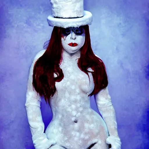 Prompt: lady gaga dressed as a snowman, body paint, high resolution photograph, 8 k, hdr color