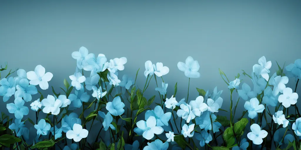 Image similar to minimalistic wallpaper of light blue flowers, matte painting