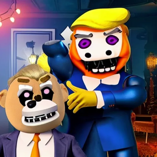 Image similar to donald trump flirting at five nights at freddys