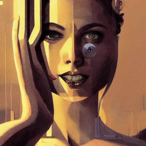 Image similar to detailed face of a woman, clockwork, moment, tectonic sky, skydome, bullet train, turbines, utopian, tech noir, wet reflections, prism, atmospheric, ambient, pj crook, syd mead, livia prima, artgerm, greg rutkowski, nick alm, casey baugh