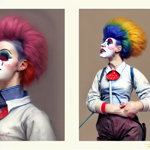 Image similar to clowncore pastel punk young hospital nurse wearing stylish uniform. detailed, portrait, 8 k, artwork by jean - baptiste monge