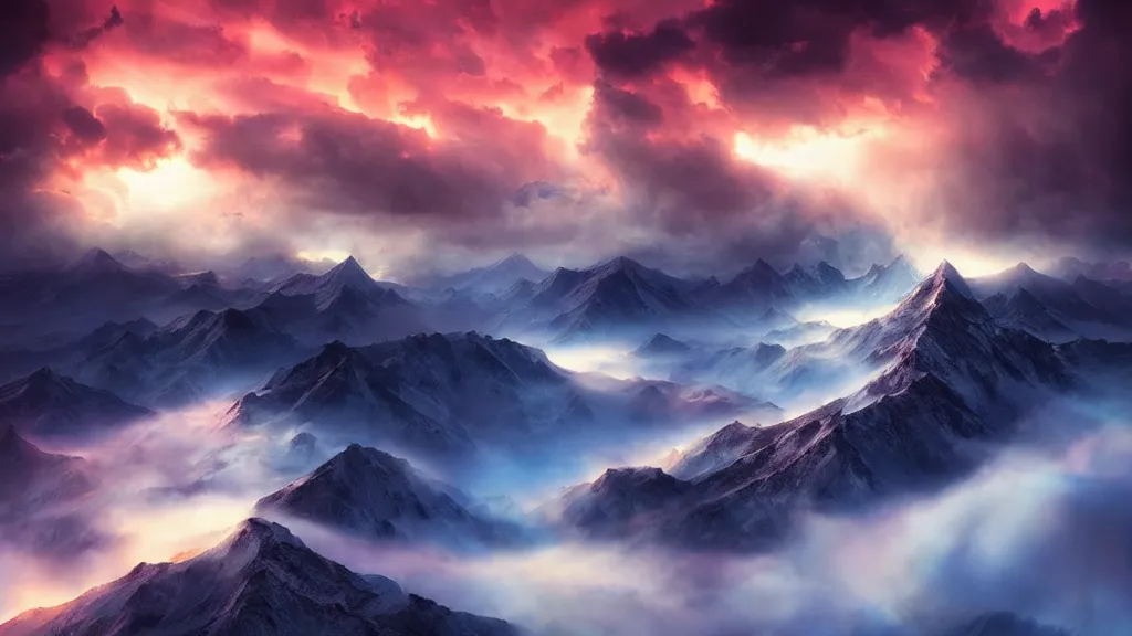 Image similar to amazing photo of anime sky by marc adamus, beautiful dramatic lighting