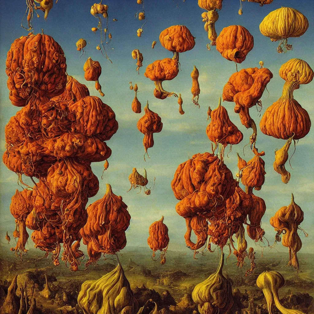 Image similar to a single! colorful! ( lovecraftian ) gourd fungus tower clear empty sky, a high contrast!! ultradetailed photorealistic painting by jan van eyck, audubon, rene magritte, agnes pelton, max ernst, walton ford, andreas achenbach, ernst haeckel, hard lighting, masterpiece