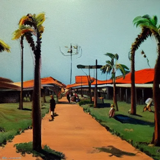 Prompt: an oil painting of the streets of Brasilia in 1950, by Pedro Amencal