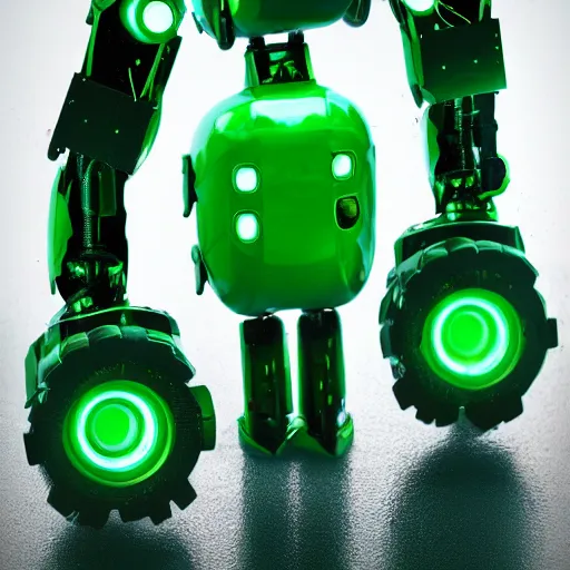 Prompt: hitech green antropomorphic robots in a reservation, photorealistic, 30 mm, ultra detail, cinematic style