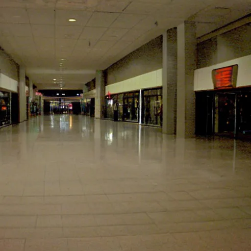 Image similar to empty mall, liminal space, shot on a low quality camera from early 2 0 0 0 s