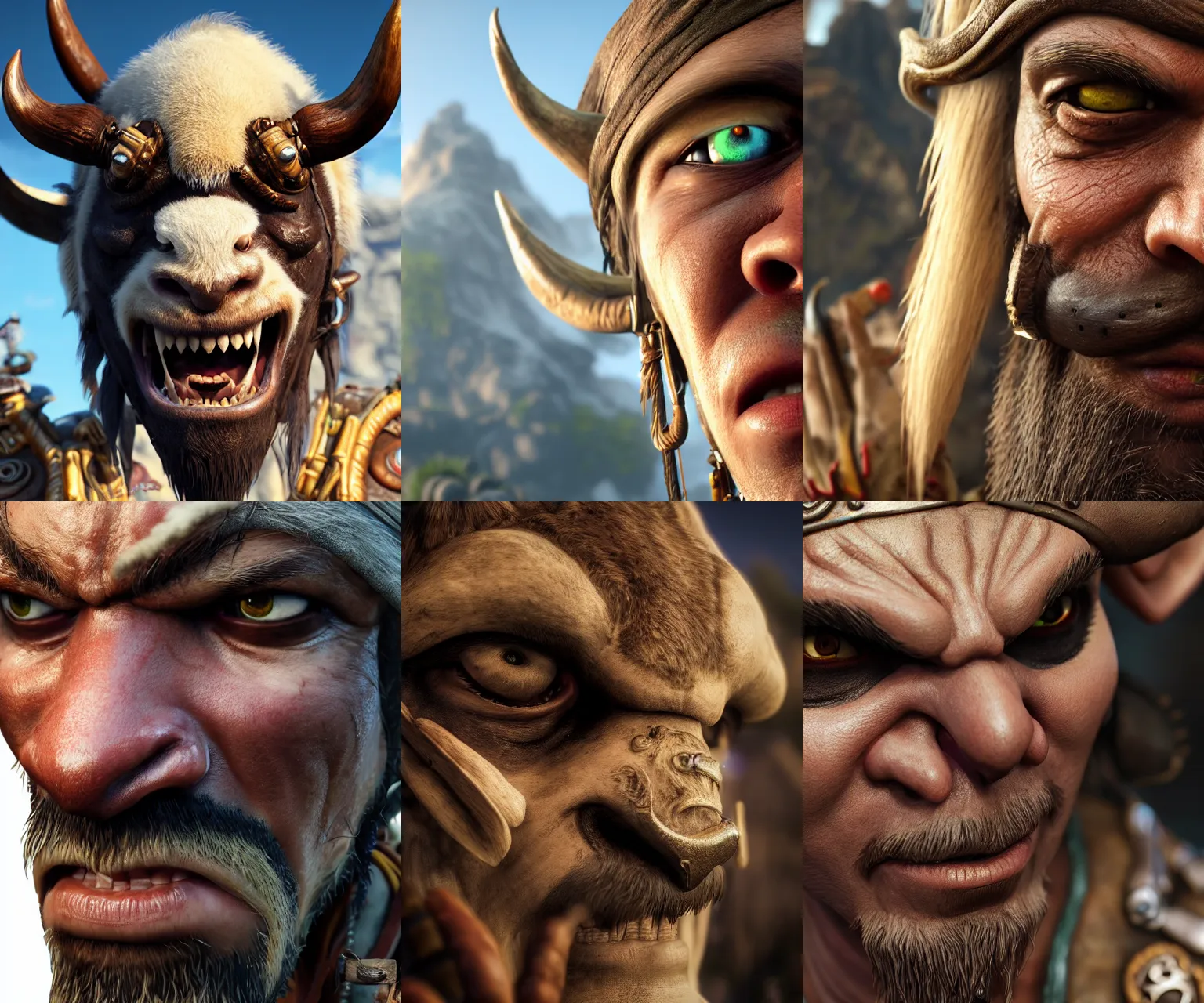 Prompt: incredibly realistic, too detailed face of buffalo pirate buffalo, octane render, bump mapping, macro image, global illumination, 8 k, bokeh, xenoblade, d & d, elder scrolls, one piece