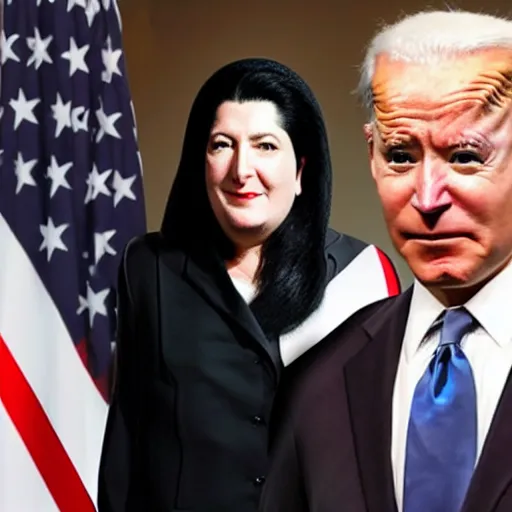 Prompt: jamaican marina abramovic riding jihad joe biden