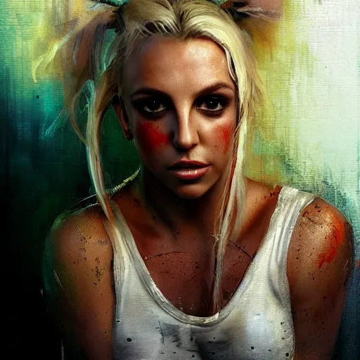 Image similar to britney spears and doja cat morphed together, hybrid, jeremy mann painting